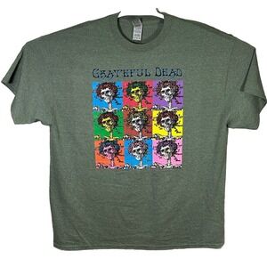 Gildan Grateful Dead Bertha Skeleton Shirt Green Adult XL Andy Warhol Design NEW